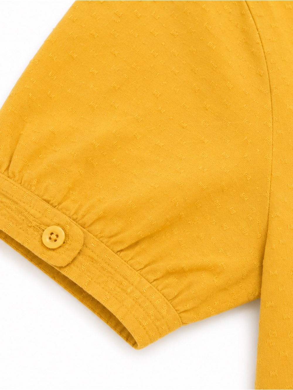 LOFT Petite Medium Mustard Yellow Ruffle V-Neck Blouse Short Sleeve PM - Picture 3 of 6
